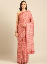 Cotton Pink Casual Wear Printed Saree